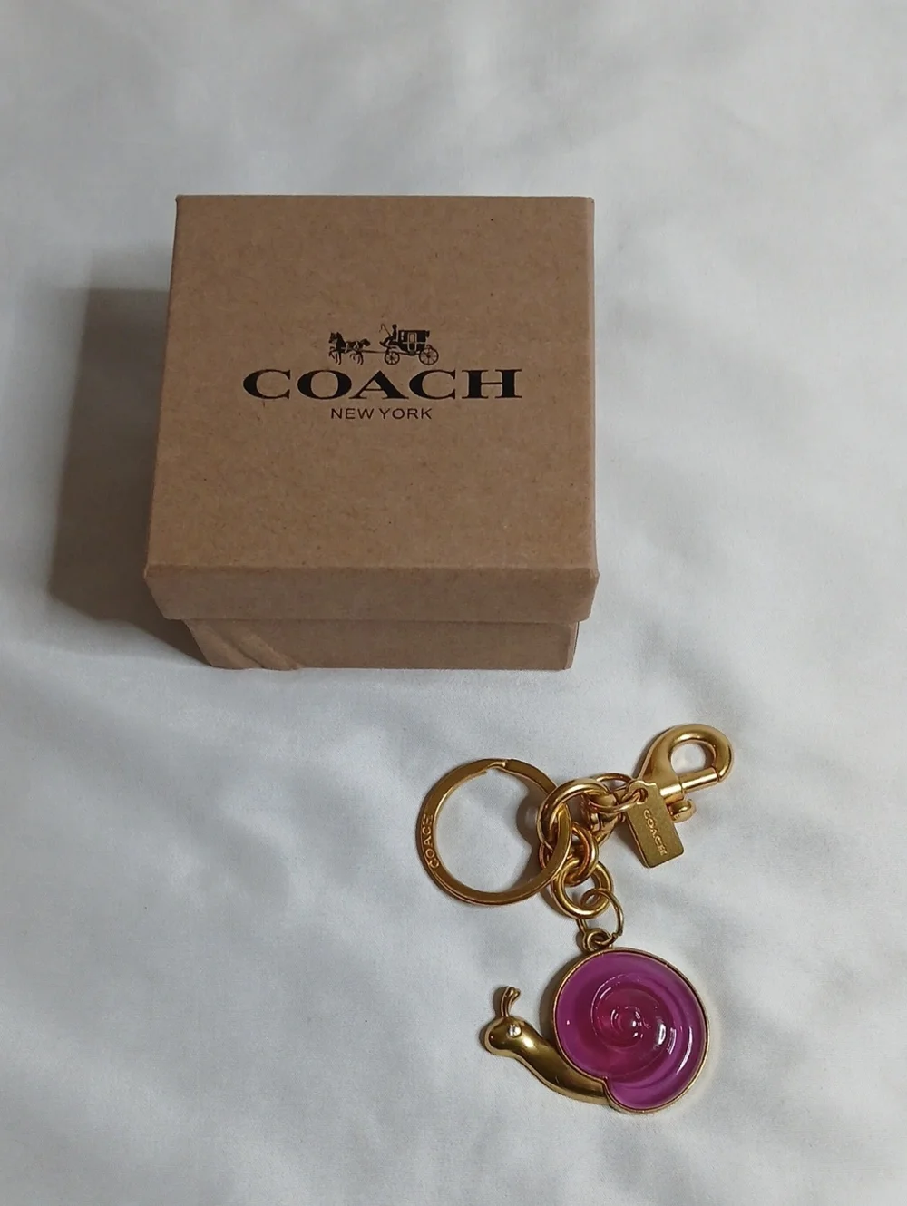 Coach Gold-Tone Purple Snail Keyring Charm